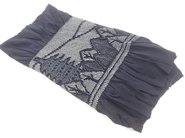 JAPANESE HEKO OBI / FOR MEN / SHIBORI / SCENERY OF PAGODA